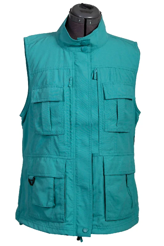 Women's Clothing For Outdoor Activities Scully Womens Teal Nylon Multi-Pocket Vest