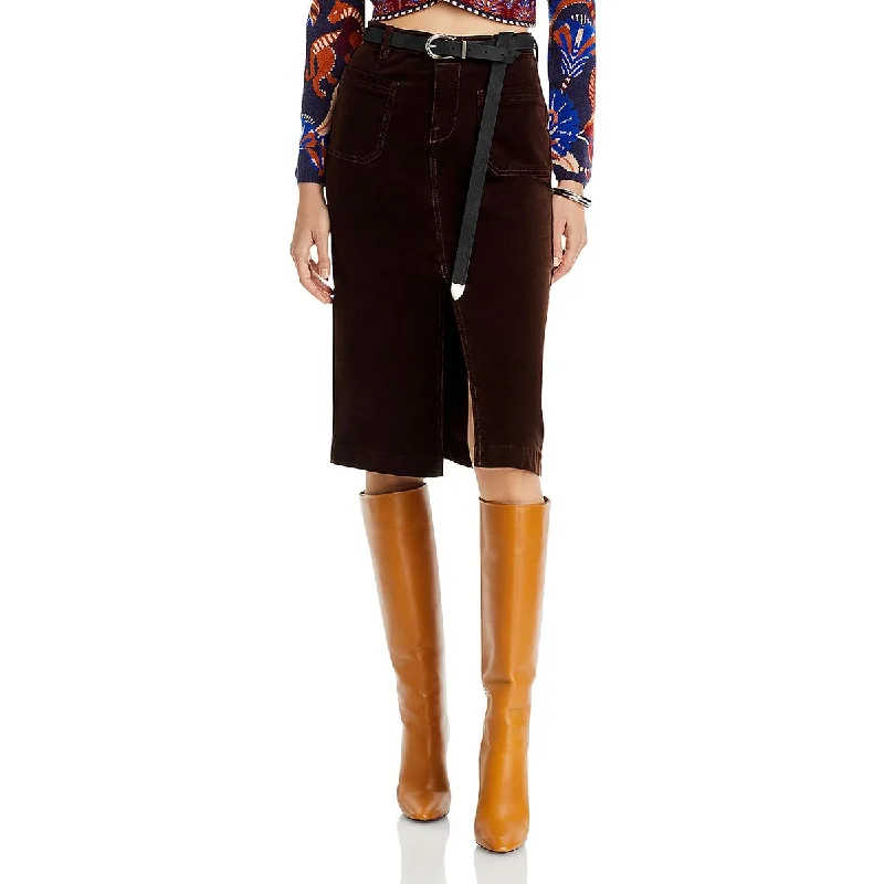 Women's Holiday Attire Womens Corduroy Knit Midi Skirt