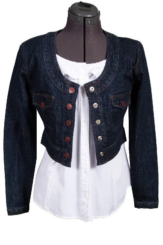 Fashionable Women's Outfit Scully Womens Indigo Cotton Blend Scoop Jacket