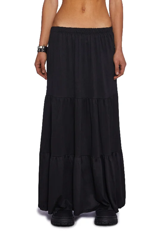 Women's Seasonal Clothes Y2K Beats Maxi Skirt - Black