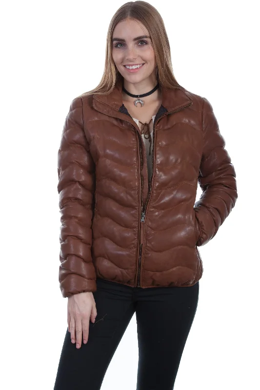 Chic Women's Attire Scully Womens Cognac Lambskin Soft Ribbed Jacket XXL