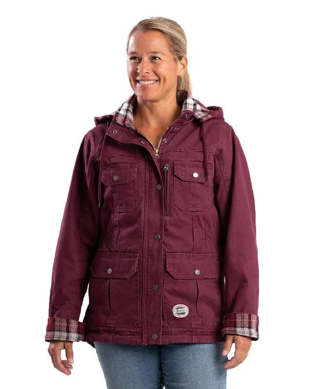 Women's Trendy Outfit Berne Apparel Womens Vintage Washed Duck Barn Maroon 100% Cotton Jacket