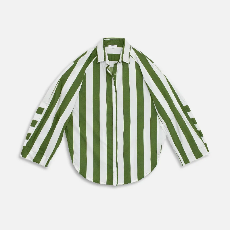 Women's Work Outfit For The Office Mikoh Paseo Shirt - Green / White Stripe