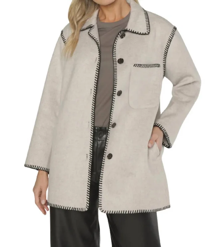 Formal Attire For Women Angel Contrast Stitch Jacket In Stone