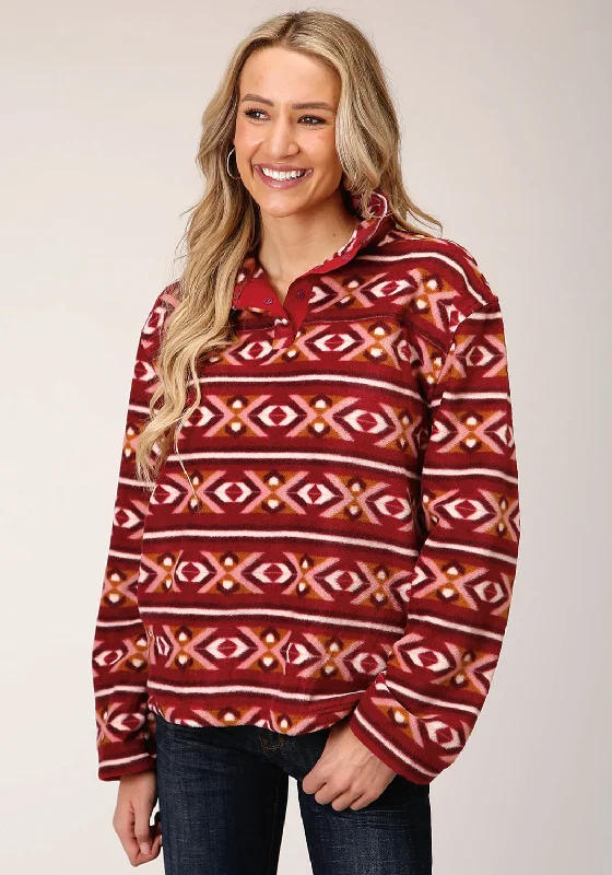 Women's Professional Attire Roper Womens Berry Polyester Aztec Fleece Jacket