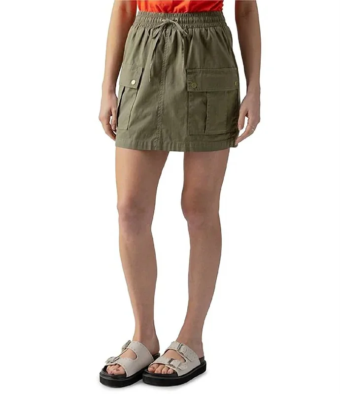 Women's Evening Apparel Cargo Pull On Skirt In Burnt Olive