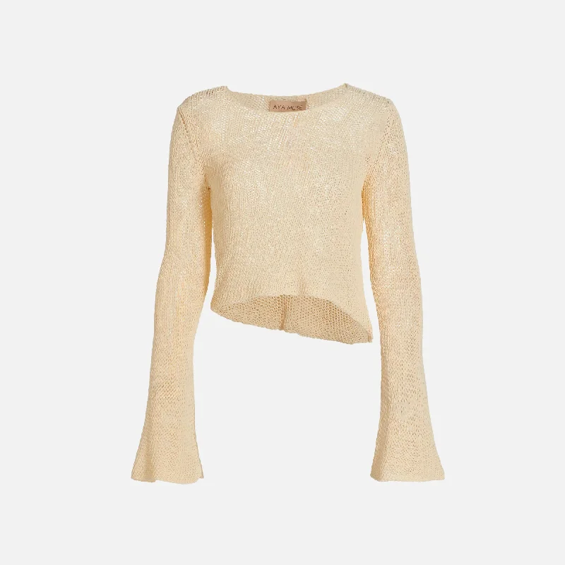 Comfortable Lounge Clothing Aya Muse Dai Top - Buttercream