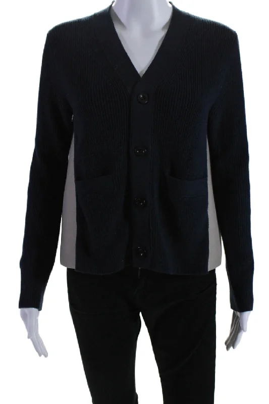 Women's Plus-Size Clothes Max Mara Womens Four Button Ribbed Cardigan Sweater Jacket Brown Navy Women's Plus-Size Clothes Max Mara Womens Four Button Ribbed Cardigan Sweater Jacket Brown Navy