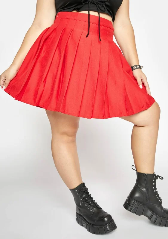 Women's Formal Clothes Plus Scarlet Just Like Candy Pleated Skirt