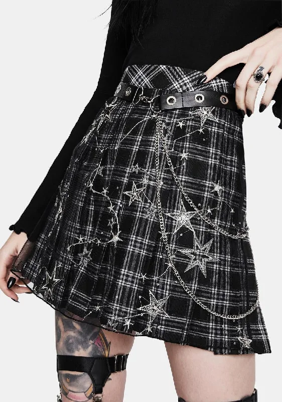 Stylish Women's Attire Plaid Distressed Mini Skirt