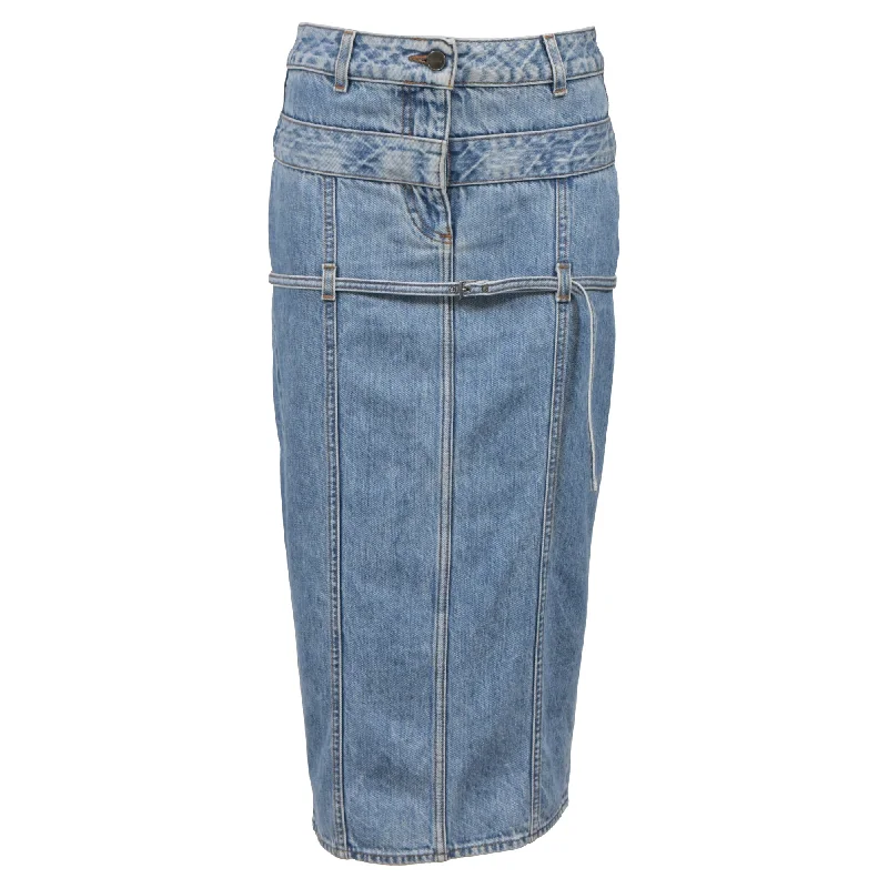 Stylish Women's Attire Jacquemus Pencil Skirt in Blue Cotton Denim