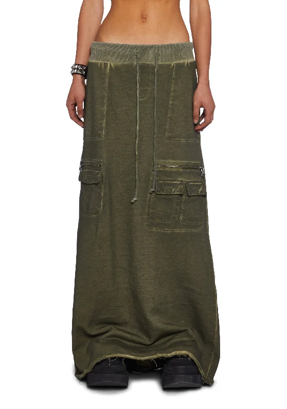 Women's Outerwear Apparel Downbeat Maxi Cargo Skirt - Green