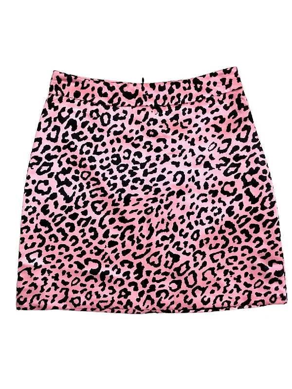 Women's Elegant Garments Women's Satin Animal Print Mini Skirt In Pink