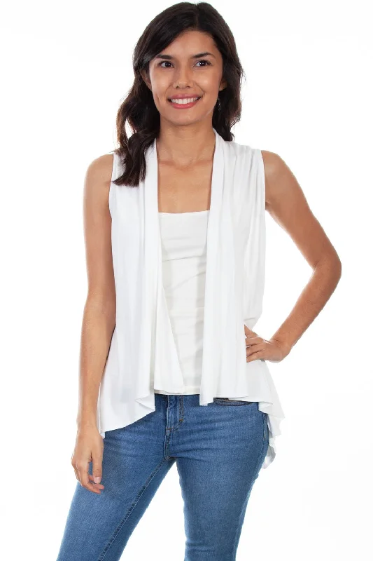 Women's Stylish Vacation Attire Scully Womens Ivory Rayon Lace Knit Vest