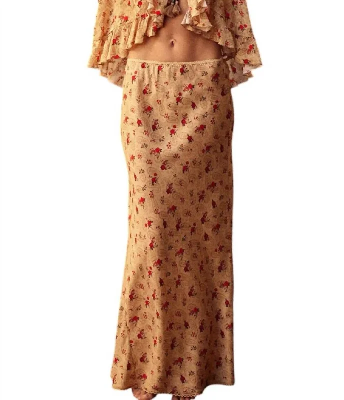 Women's Luxury Garments Fleur Bias Skirt In Butterscotch