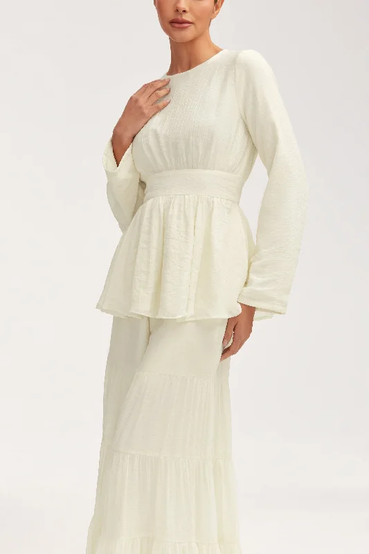 Women's Elegant Apparel Bushra Flare Sleeve Top - Off White