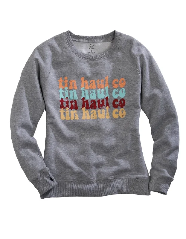 Women's Everyday Attire Tin Haul Womens Grey Cotton Blend Multi-Color Logo Sweatshirt