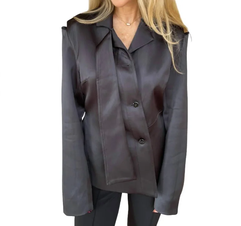 Timeless Women's Apparel Nanci Satin Jacket In Jet Black