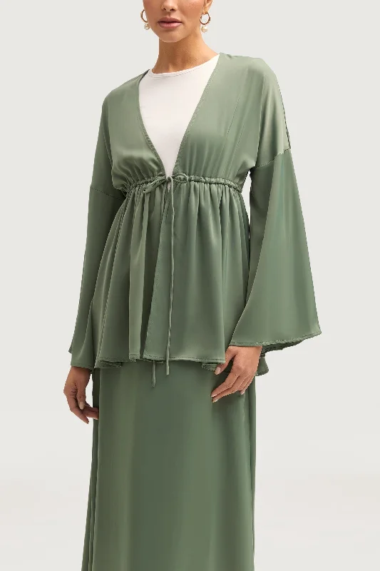 Women's Plus-Size Garments Samia Satin Tie Front Top - Sage