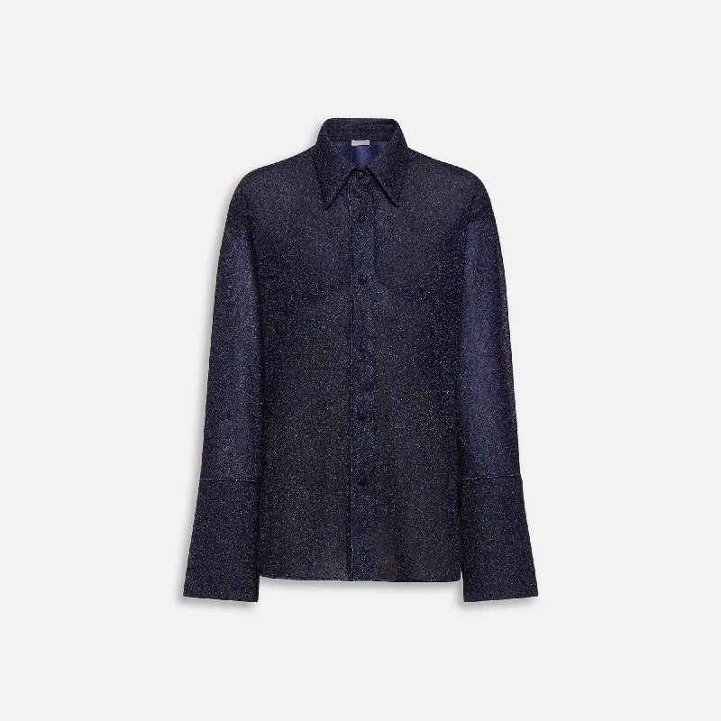 Elegant Women's Attire Oseree Lumiere Lurex Long Shirt - Night Blue