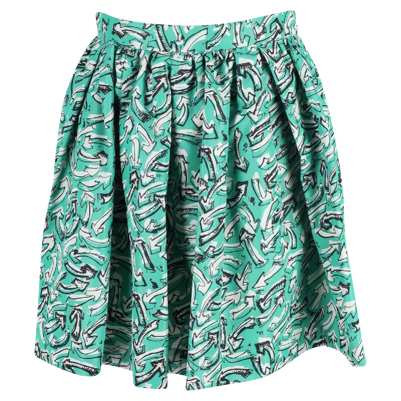 Women's Charming Outfit For Events Miu Miu Arrow Printed Mini Circle Skirt in Multicolor Nylon