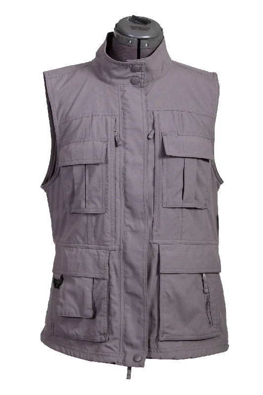 Stylish Outerwear Clothes For Women Scully Womens Silver Nylon Multi-Pocket Vest