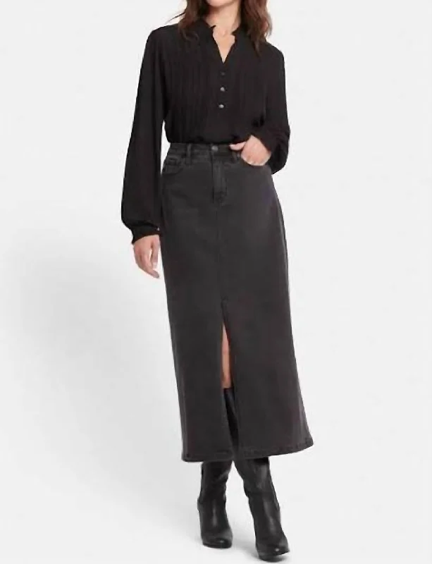 Women's Comfy Attire For Lounging Long Skirt With Slit In Cloud Stone