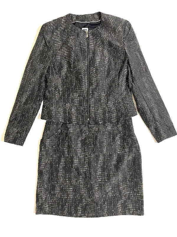 Women's Transitional Garments Women's 2-Piece Jacquard Jacket And Pencil Skirt Set In Black