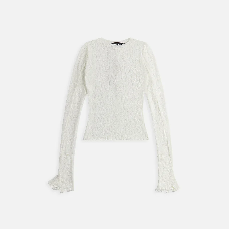 Comfortable Women's Clothing EB Denim Lombardi Lace Top - Off White