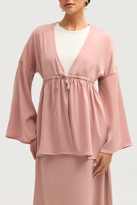 Women's Outdoor Activity Garments Samia Satin Tie Front Top - Blush