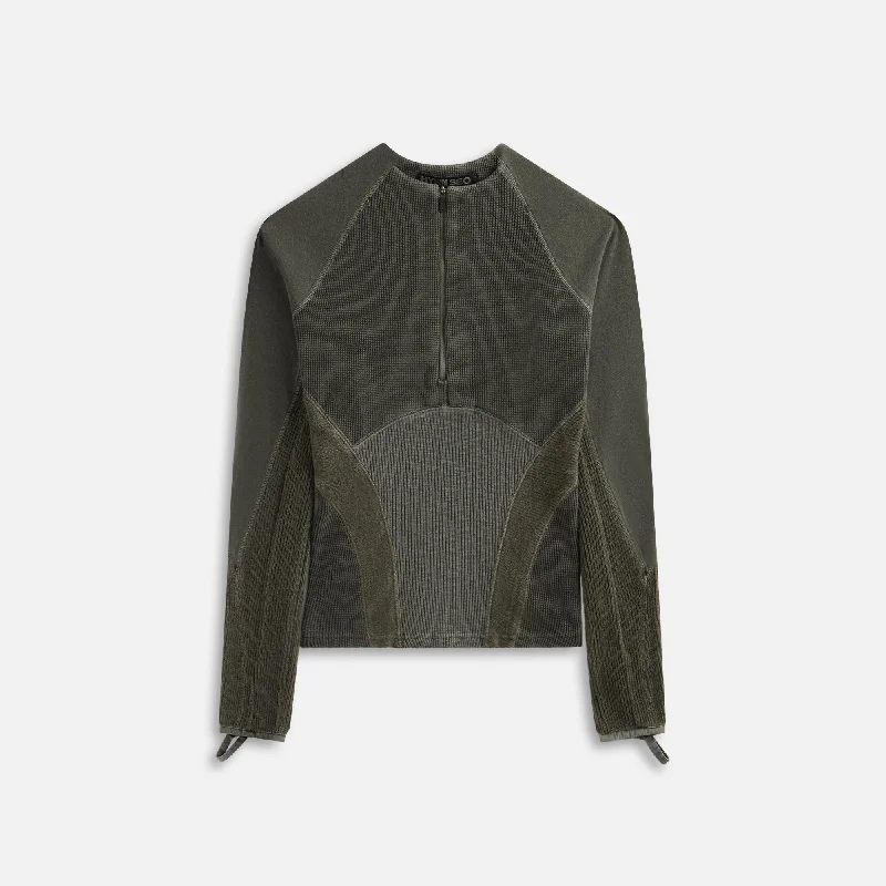 Stylish Women's Garments Hyein Seo Half Zip Raglan - Khaki