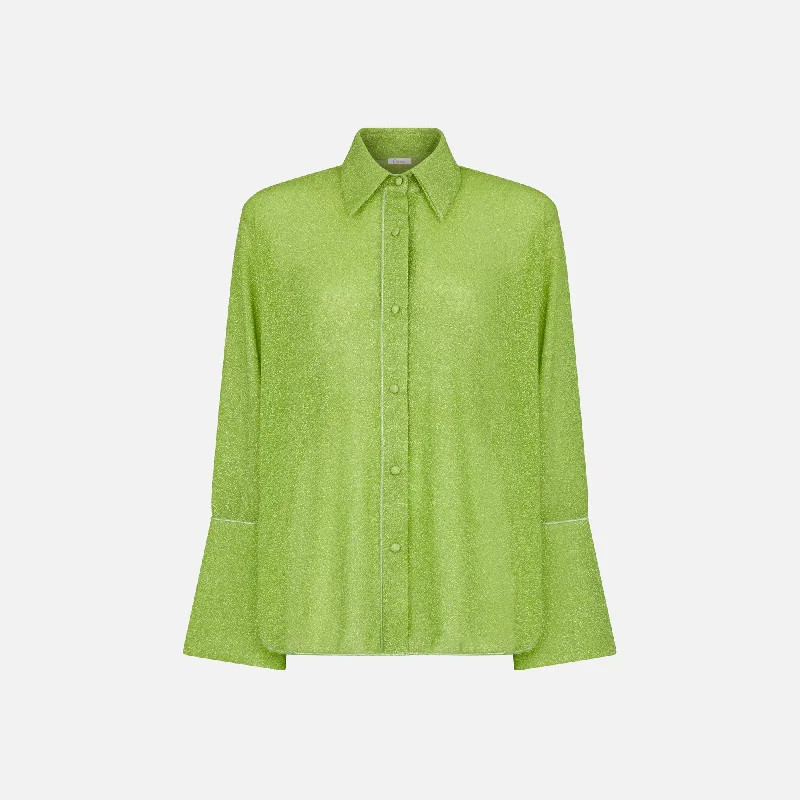 Stylish Women's Attire Oseree Lumiere Lurex Long Shirt - Lime