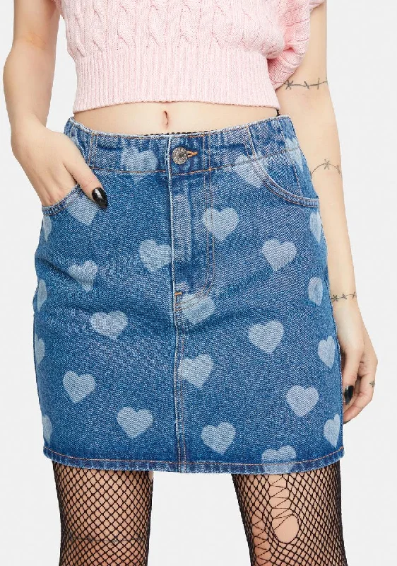 Women's Plus-Size Attire Heart Contrast Mini Skirt