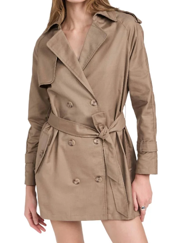 Women's Activewear Outfit Trencherous Mini Coat In Beige