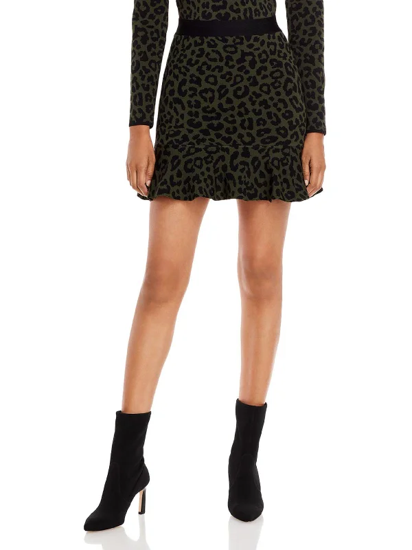Vintage-Inspired Garments Womens Animal Print Jacquard Mini Skirt