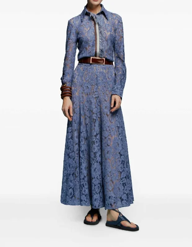 Elegant Clothing For Women Lavanda Maxi Skirt In Blue