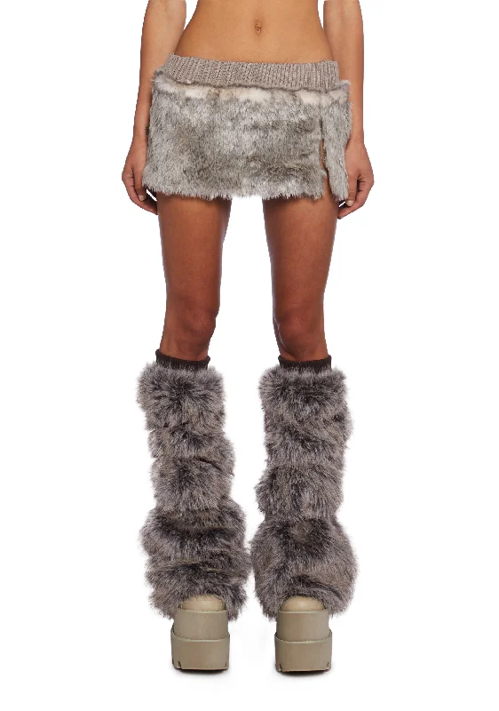 Women's Fashion-Forward Apparel Chamber Faux Fur Mini Skirt - Brown