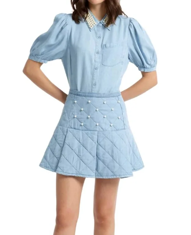 Affordable Women's Garments Pearl Embroidered Skirt In Denim