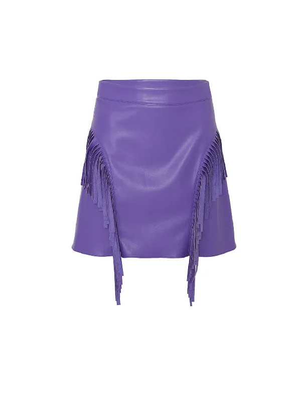 Women's Elegant Clothing Sets Fringe Faux Suede Mini Skirt