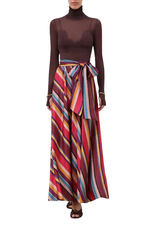 Affordable Fashion Clothing For Women Pavillion Maxi Wrap Skirt In Multi Stripe