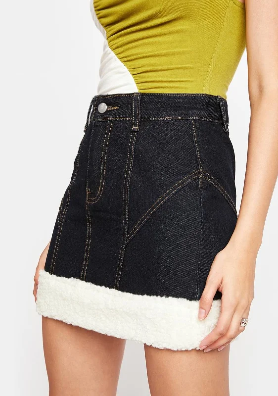 Women's Trendy Apparel Here To Party Denim Skirt