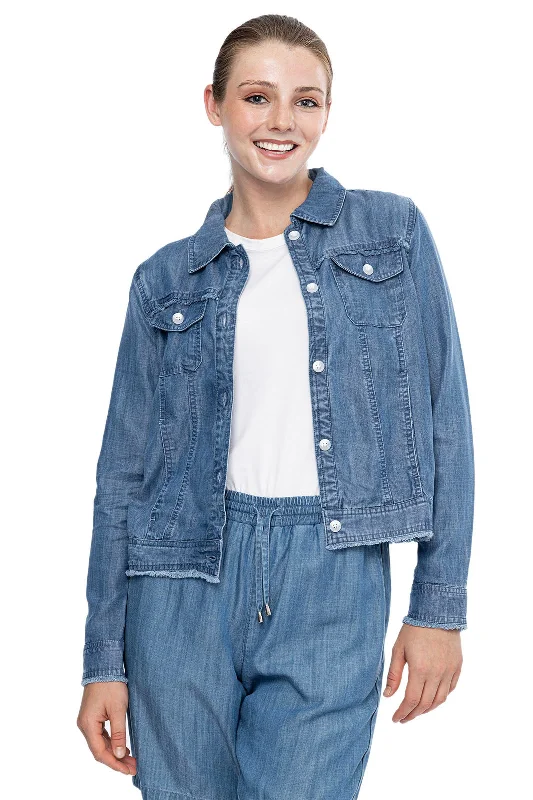Women's Everyday Clothes Women's Everglade Chambray Cropped Jacket | Light Indigo Chambray Women's Everyday Clothes Women's Everglade Chambray Cropped Jacket | Light Indigo Chambray