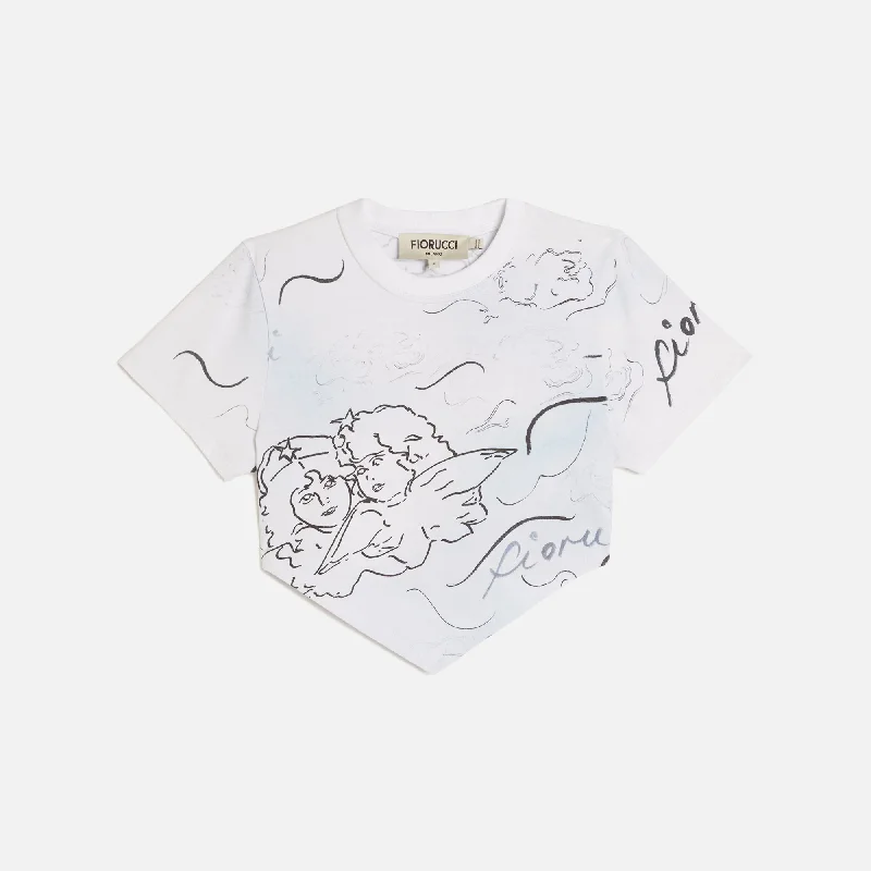 Women's Clothing For Outdoor Events Fiorucci Sketch Angel Hankerchief Top - White