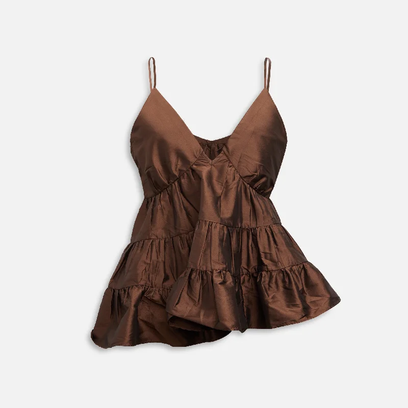 Women's Stylish Outdoor Outfit Azeeza Viola Taffeta Top - Chocolate