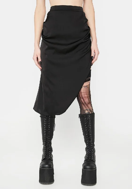 Women's High-Fashion Outfit Hiding Something Ruched Midi Skirt