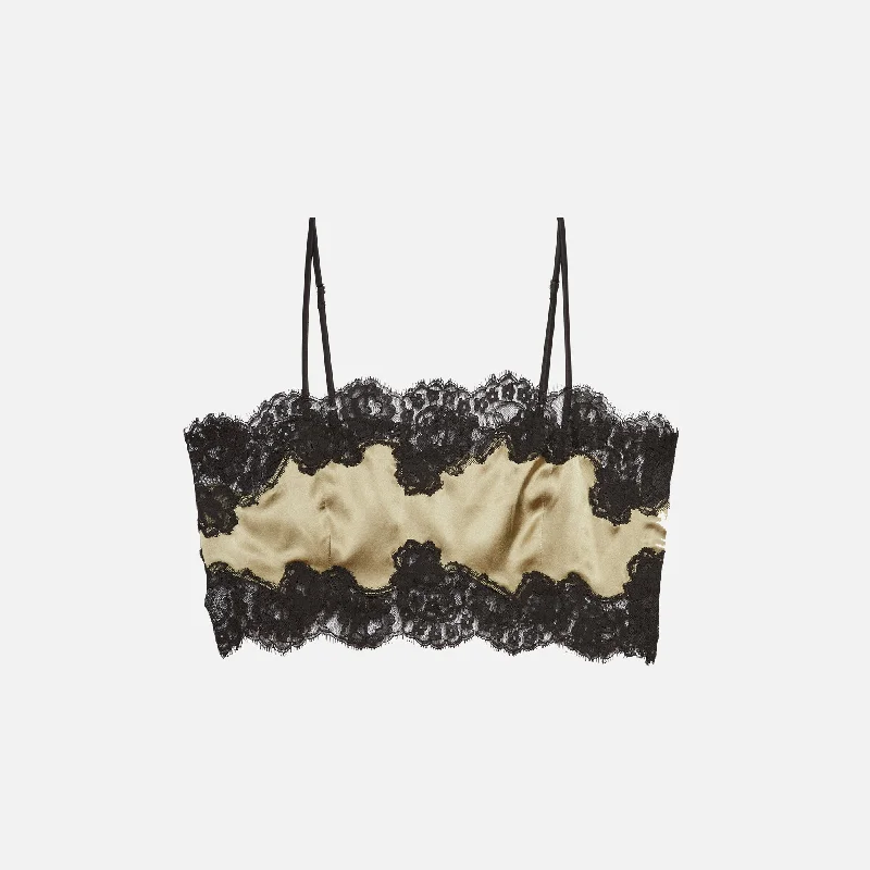 Sustainable Fashion Clothing For Women Fleur du Mal Silk and Lace Bandeau Top - Olive Green