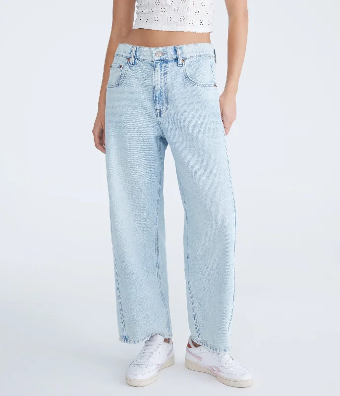 Women's Vacation Outfit Aeropostale Mid-Rise Barrel Leg Jean