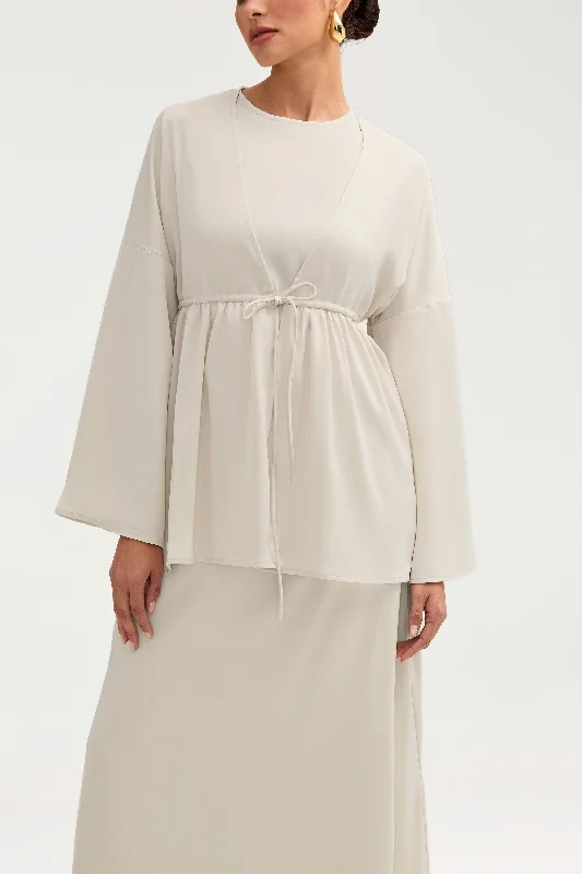 Women's Casual Apparel Samia Satin Tie Front Top - Stone