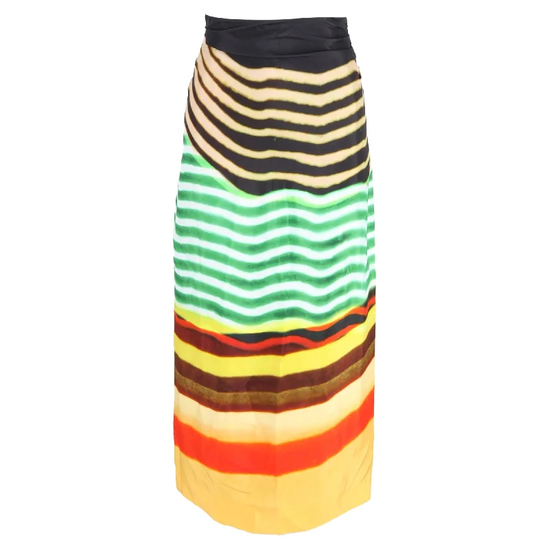 Women's Activewear Attire Dries Van Noten Stan Printed Midi Skirt in Multicolor Satin