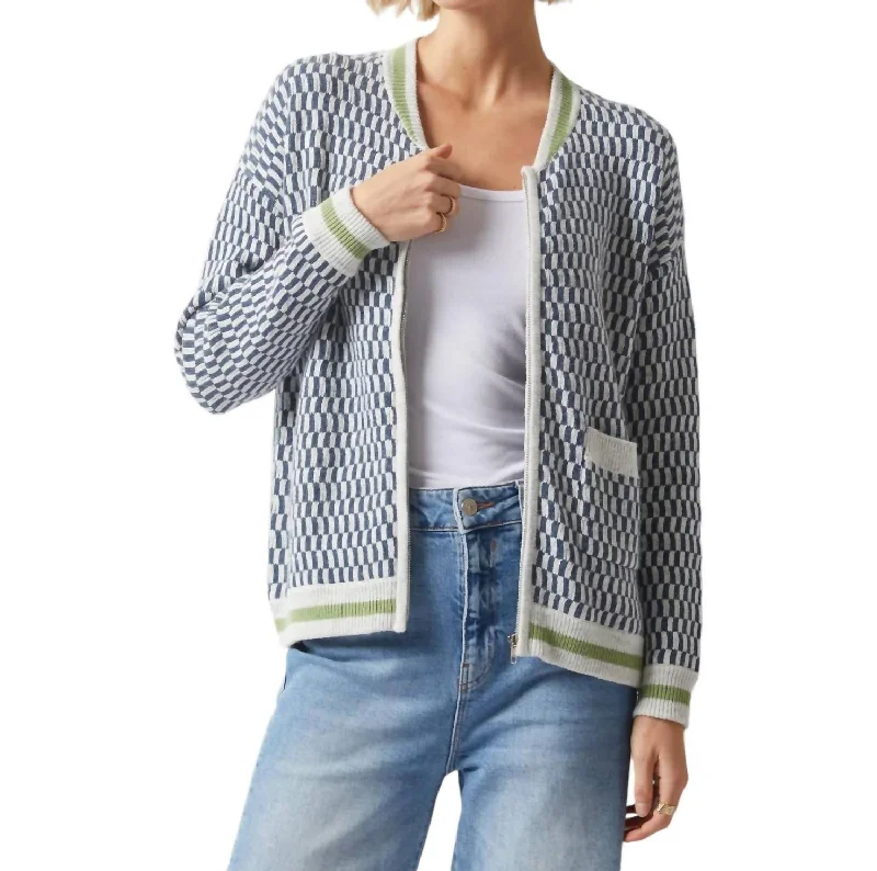 Affordable Women's Apparel Jacquard Bomber Jacket In Ice Combo